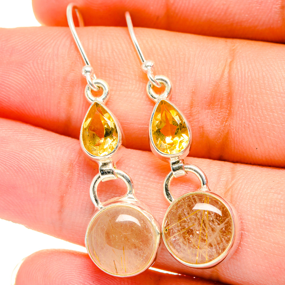 Rutilated Quartz Earrings handcrafted by Ana Silver Co - EARR421477