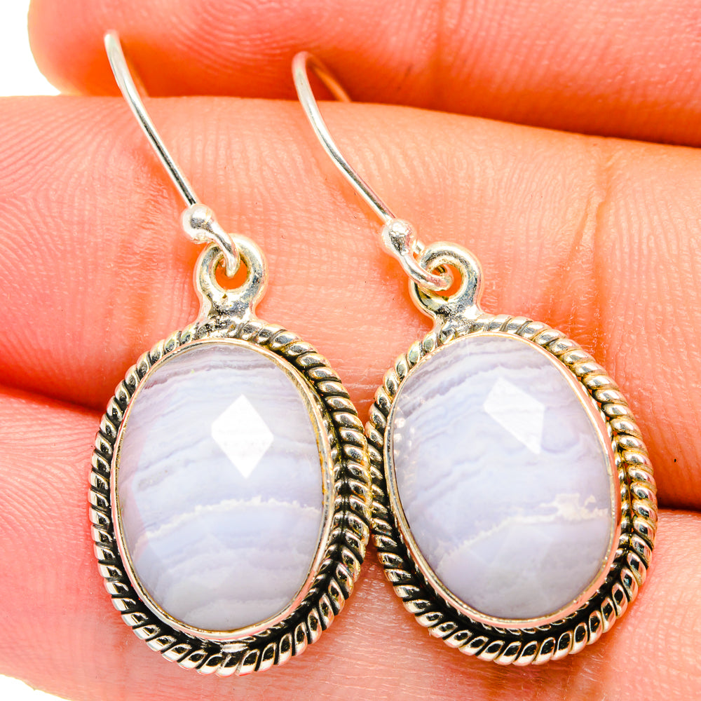 Blue Lace Agate Earrings handcrafted by Ana Silver Co - EARR421478