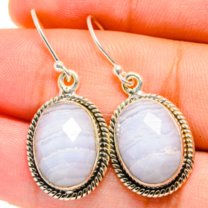 Blue Lace Agate Earrings handcrafted by Ana Silver Co - EARR421478