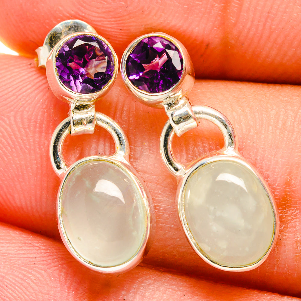 Rainbow Moonstone Earrings handcrafted by Ana Silver Co - EARR421490
