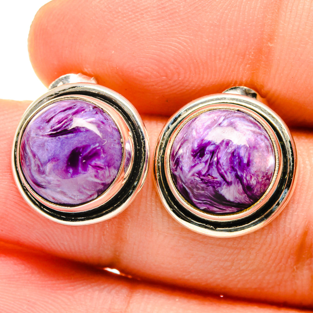 Charoite Earrings handcrafted by Ana Silver Co - EARR421494