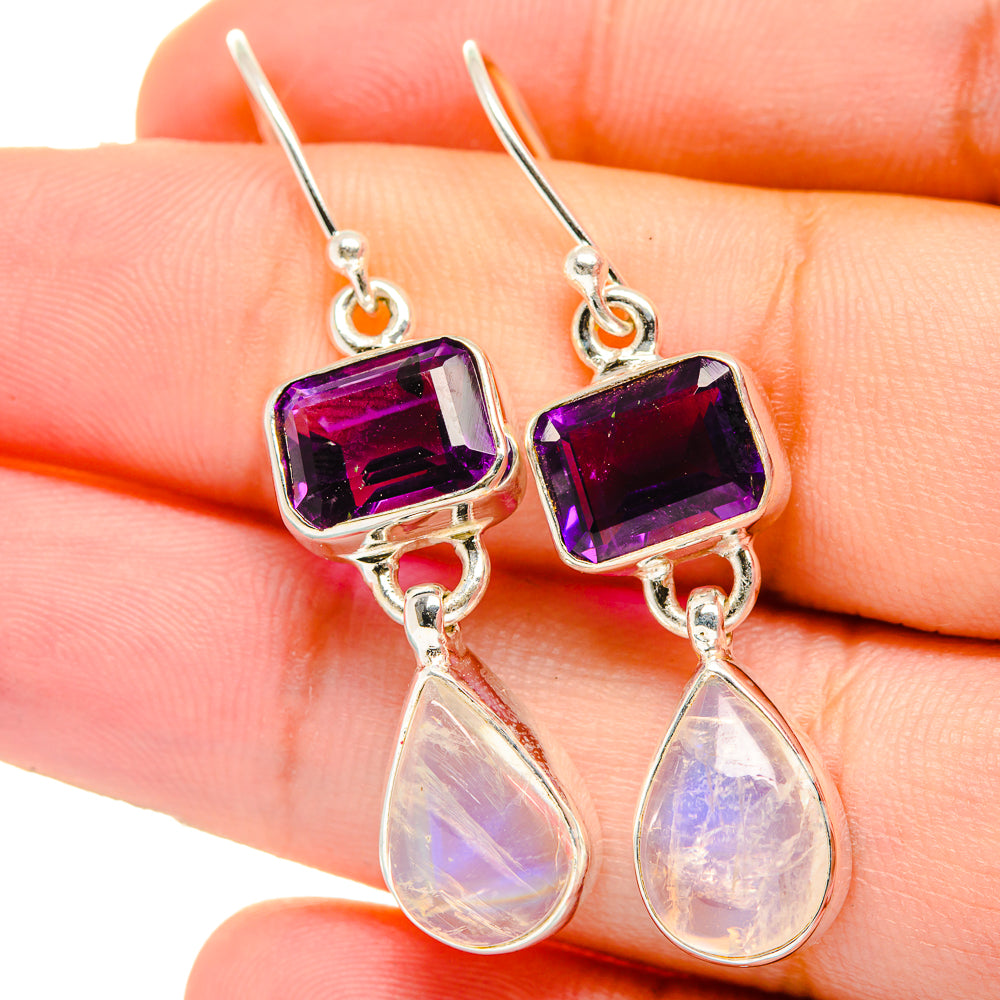Rainbow Moonstone Earrings handcrafted by Ana Silver Co - EARR421504