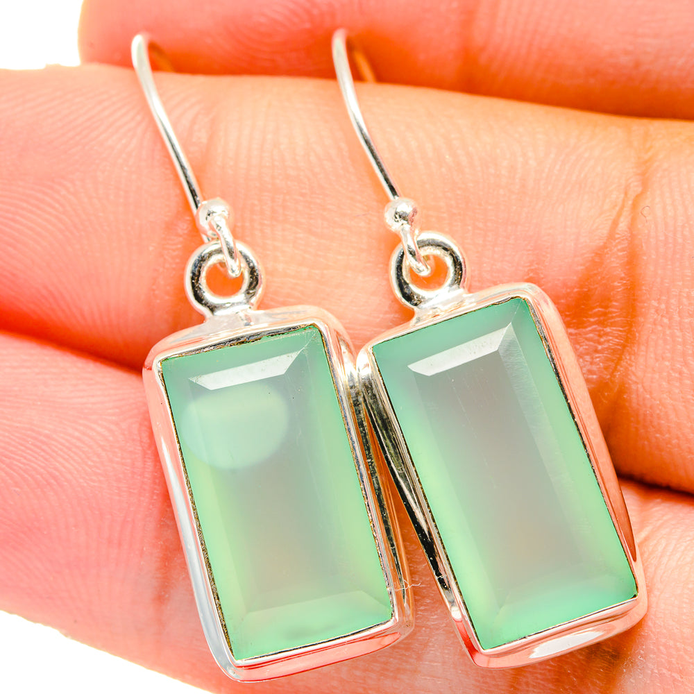 Aqua Chalcedony Earrings handcrafted by Ana Silver Co - EARR421506