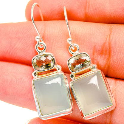 Aqua Chalcedony Earrings handcrafted by Ana Silver Co - EARR421515