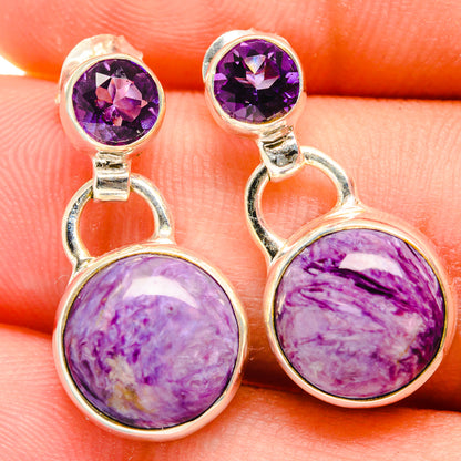 Charoite Earrings handcrafted by Ana Silver Co - EARR421517