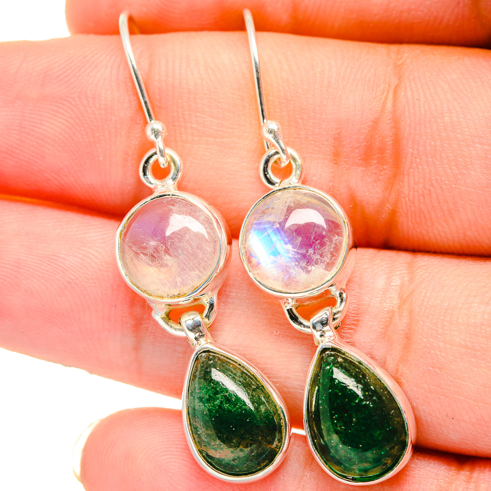 Rainbow Moonstone Earrings handcrafted by Ana Silver Co - EARR421522