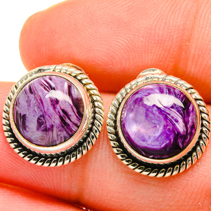 Charoite Earrings handcrafted by Ana Silver Co - EARR421524