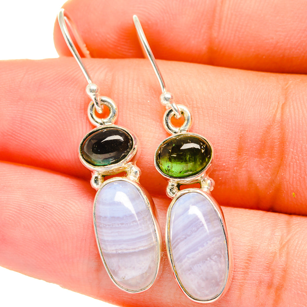Blue Lace Agate Earrings handcrafted by Ana Silver Co - EARR421546