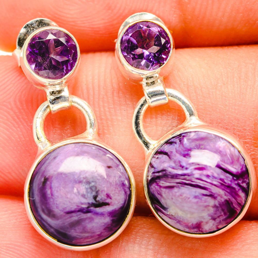 Charoite Earrings handcrafted by Ana Silver Co - EARR421547