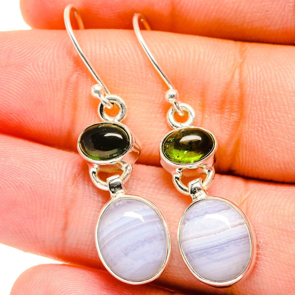 Blue Lace Agate Earrings handcrafted by Ana Silver Co - EARR421577