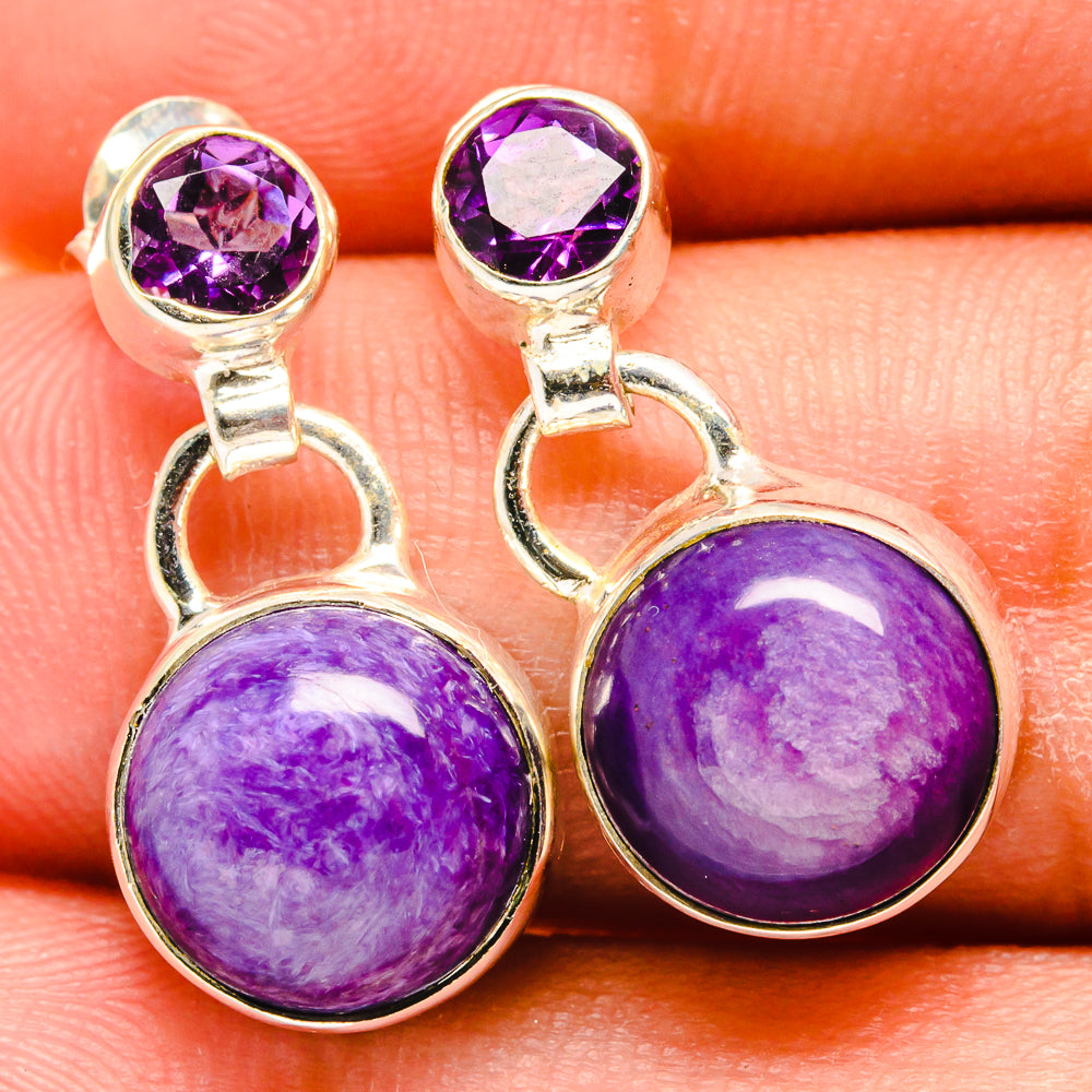 Charoite Earrings handcrafted by Ana Silver Co - EARR421580