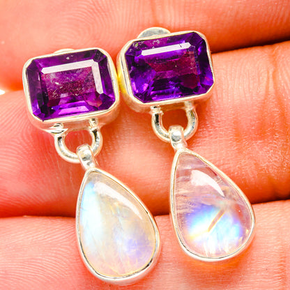 Rainbow Moonstone Earrings handcrafted by Ana Silver Co - EARR421582