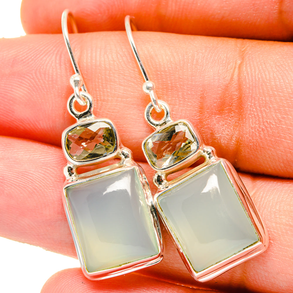 Aqua Chalcedony Earrings handcrafted by Ana Silver Co - EARR421586