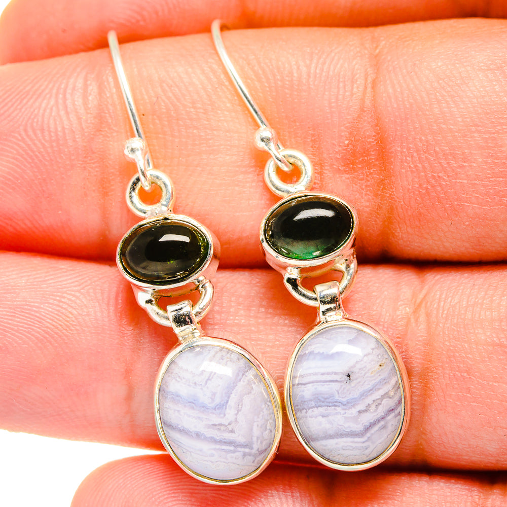 Blue Lace Agate Earrings handcrafted by Ana Silver Co - EARR421620