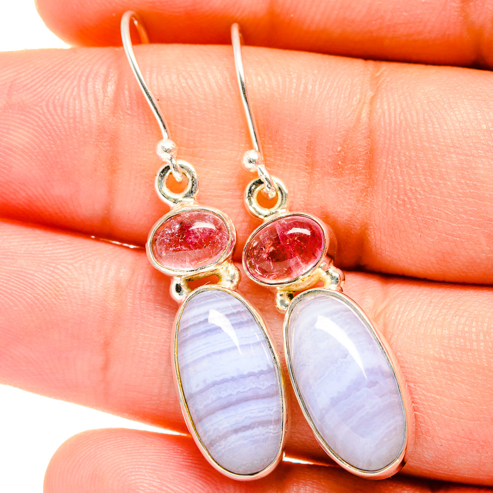 Blue Lace Agate Earrings handcrafted by Ana Silver Co - EARR421623