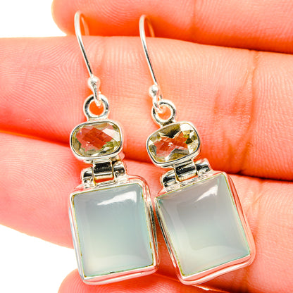 Aqua Chalcedony Earrings handcrafted by Ana Silver Co - EARR421641