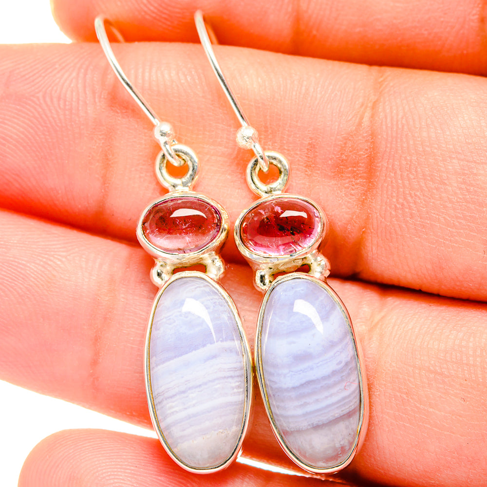 Blue Lace Agate Earrings handcrafted by Ana Silver Co - EARR421650