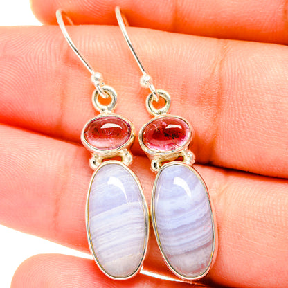 Blue Lace Agate Earrings handcrafted by Ana Silver Co - EARR421650