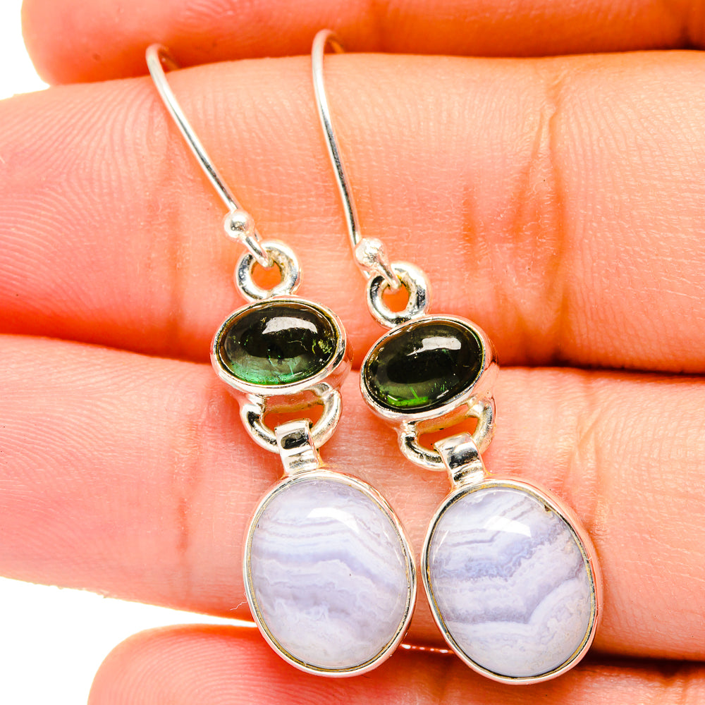 Blue Lace Agate Earrings handcrafted by Ana Silver Co - EARR421657
