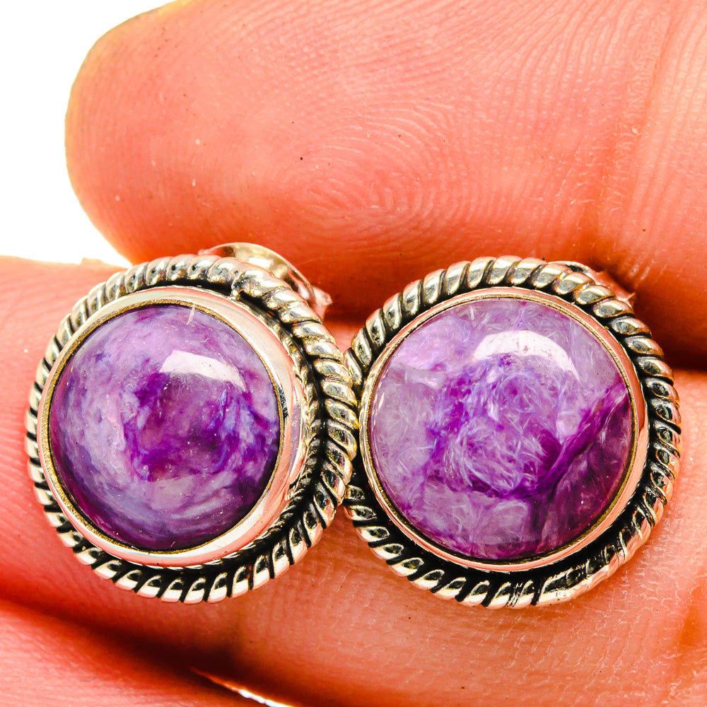 Charoite Earrings handcrafted by Ana Silver Co - EARR421663