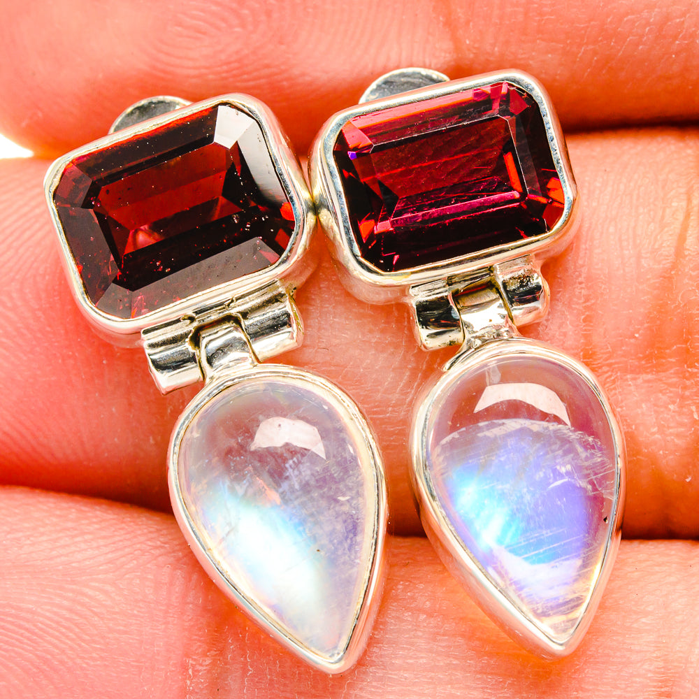 Rainbow Moonstone Earrings handcrafted by Ana Silver Co - EARR421687