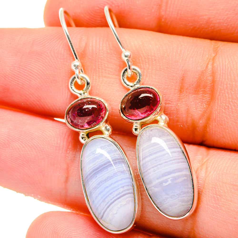 Blue Lace Agate Earrings handcrafted by Ana Silver Co - EARR421688