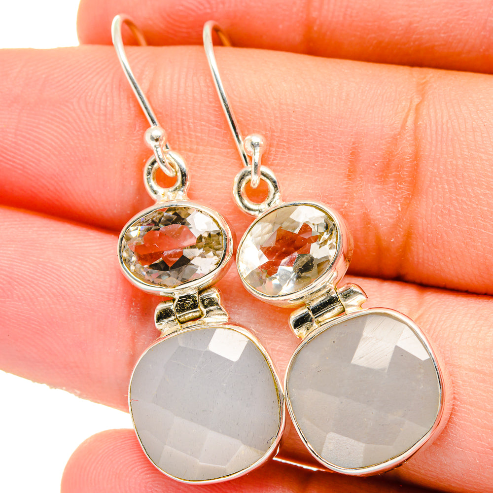 Rainbow Moonstone Earrings handcrafted by Ana Silver Co - EARR421695