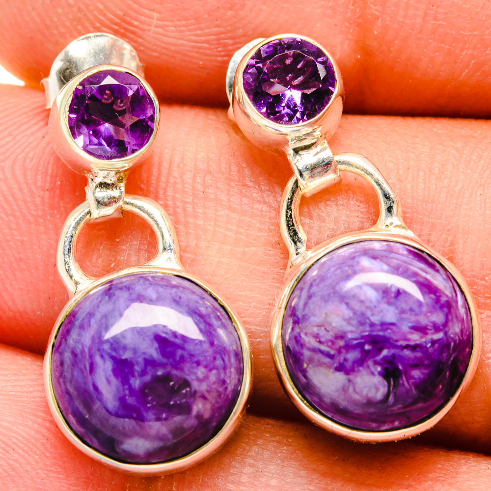 Charoite Earrings handcrafted by Ana Silver Co - EARR421703