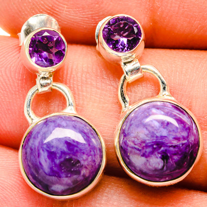Charoite Earrings handcrafted by Ana Silver Co - EARR421703