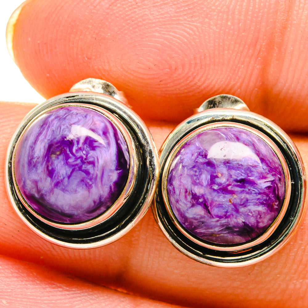 Charoite Earrings handcrafted by Ana Silver Co - EARR421713