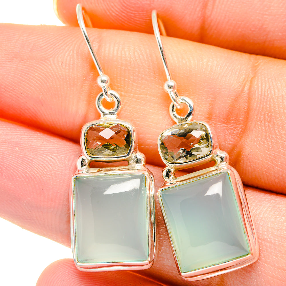 Aqua Chalcedony Earrings handcrafted by Ana Silver Co - EARR421714