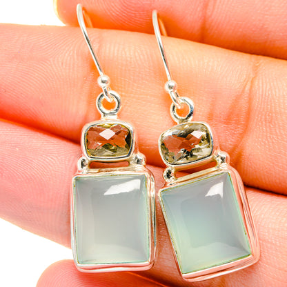 Aqua Chalcedony Earrings handcrafted by Ana Silver Co - EARR421714