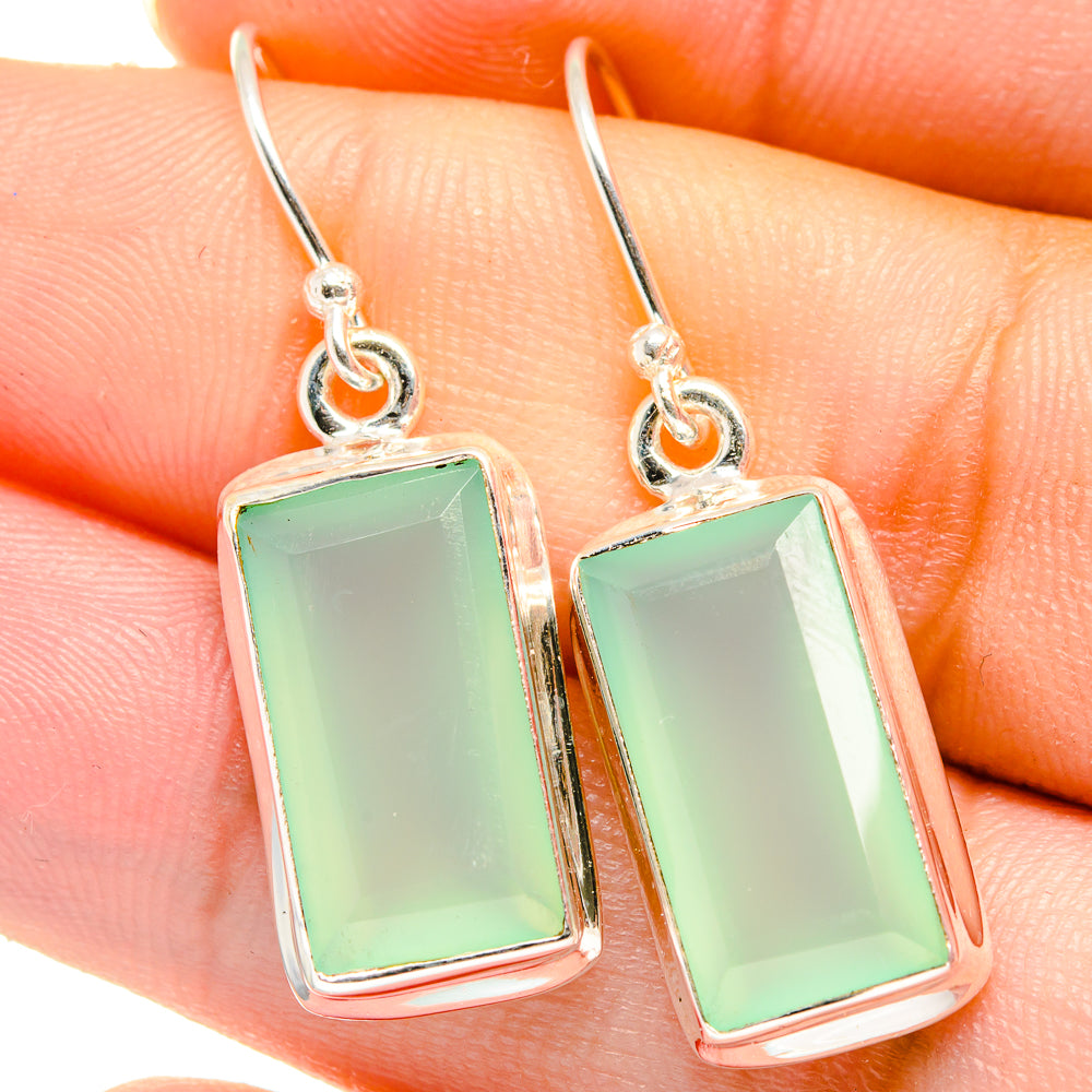 Aqua Chalcedony Earrings handcrafted by Ana Silver Co - EARR421715