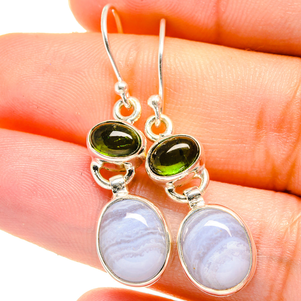 Blue Lace Agate Earrings handcrafted by Ana Silver Co - EARR421719