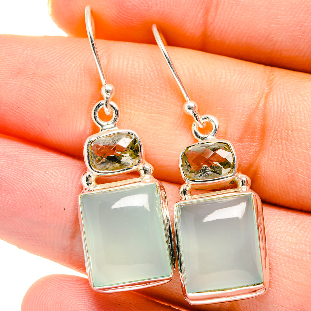 Aqua Chalcedony Earrings handcrafted by Ana Silver Co - EARR421726
