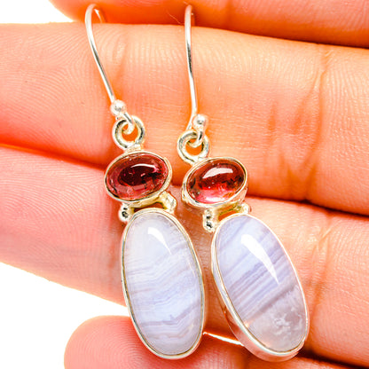 Blue Lace Agate Earrings handcrafted by Ana Silver Co - EARR421732