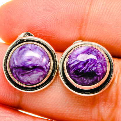 Charoite Earrings handcrafted by Ana Silver Co - EARR421735