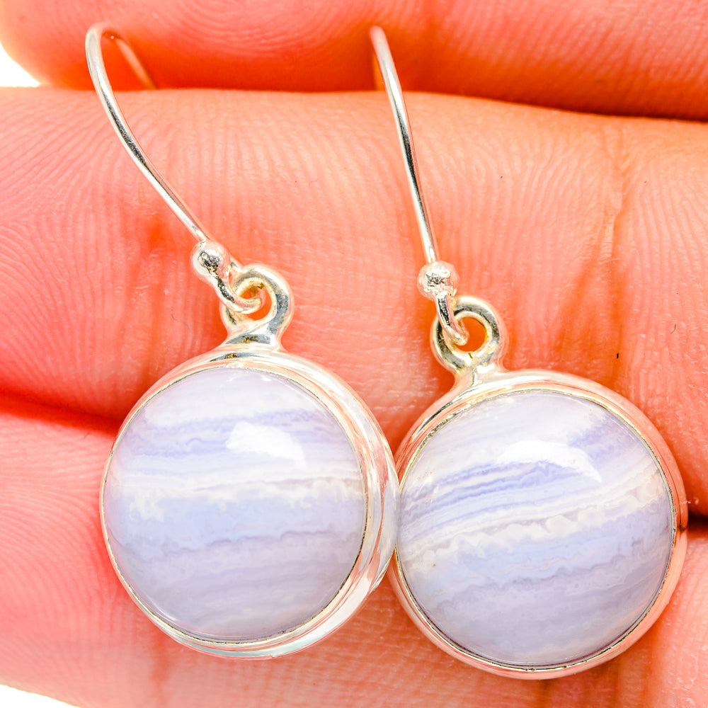 Blue Lace Agate Earrings handcrafted by Ana Silver Co - EARR421740