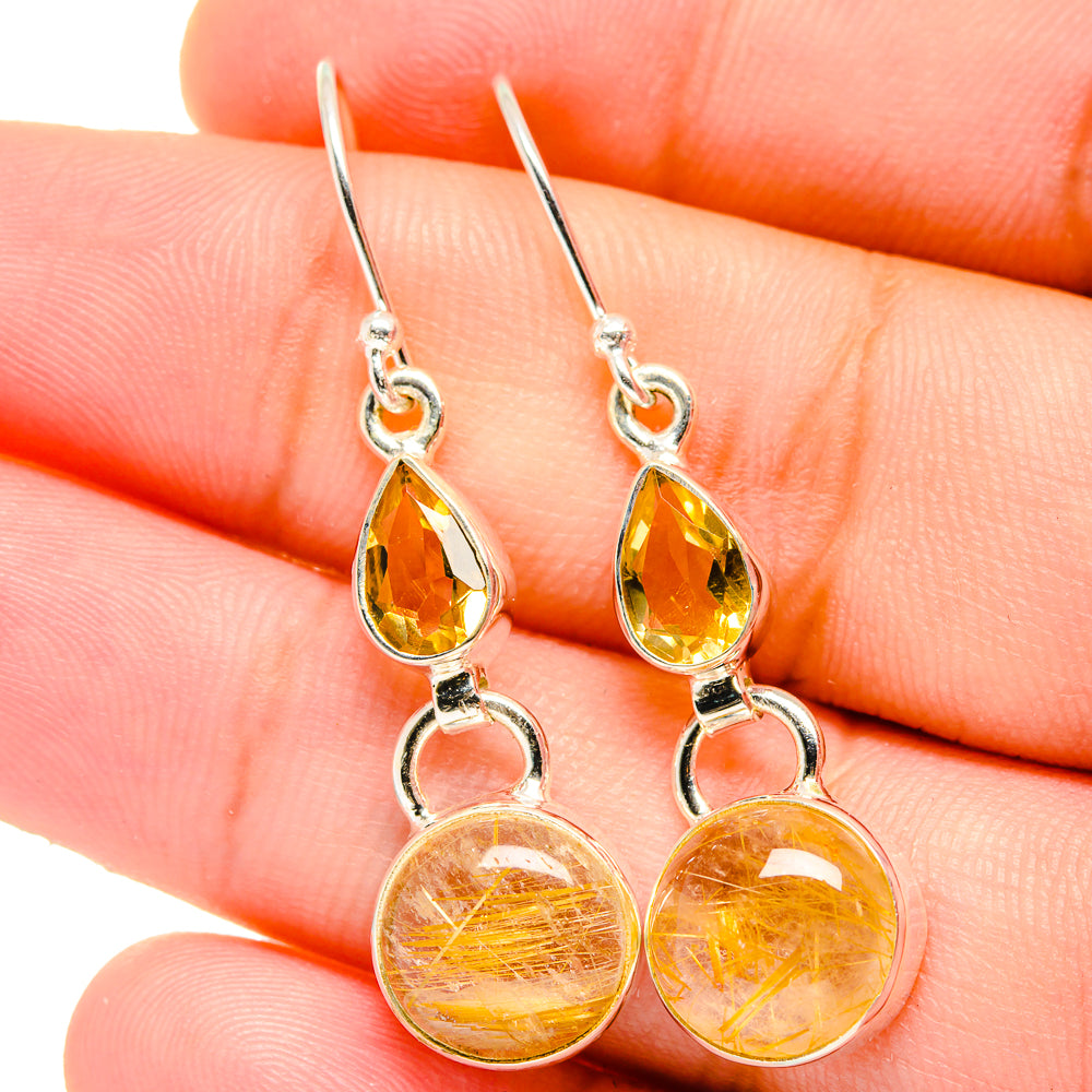 Rutilated Quartz Earrings handcrafted by Ana Silver Co - EARR421750
