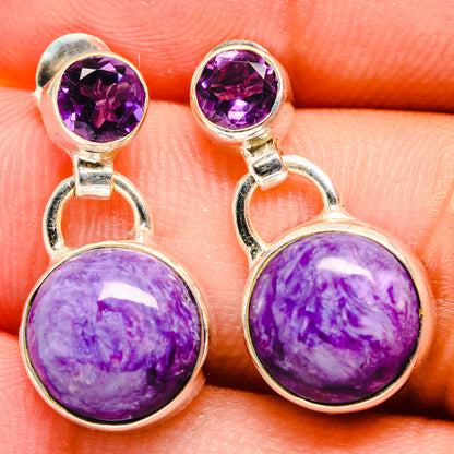 Charoite Earrings handcrafted by Ana Silver Co - EARR421752