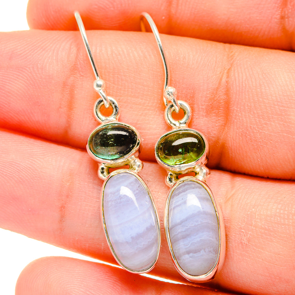 Blue Lace Agate Earrings handcrafted by Ana Silver Co - EARR421779