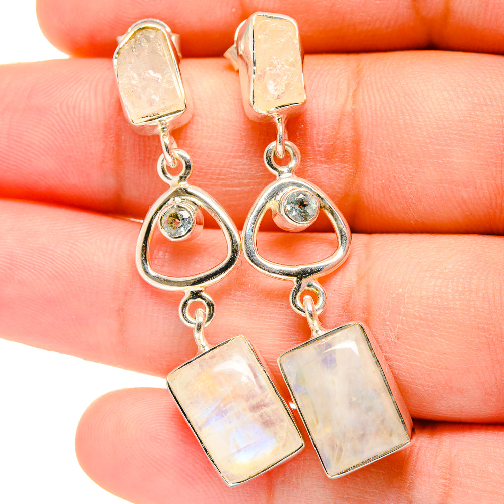 Rainbow Moonstone Earrings handcrafted by Ana Silver Co - EARR421780