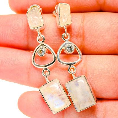 Rainbow Moonstone Earrings handcrafted by Ana Silver Co - EARR421780