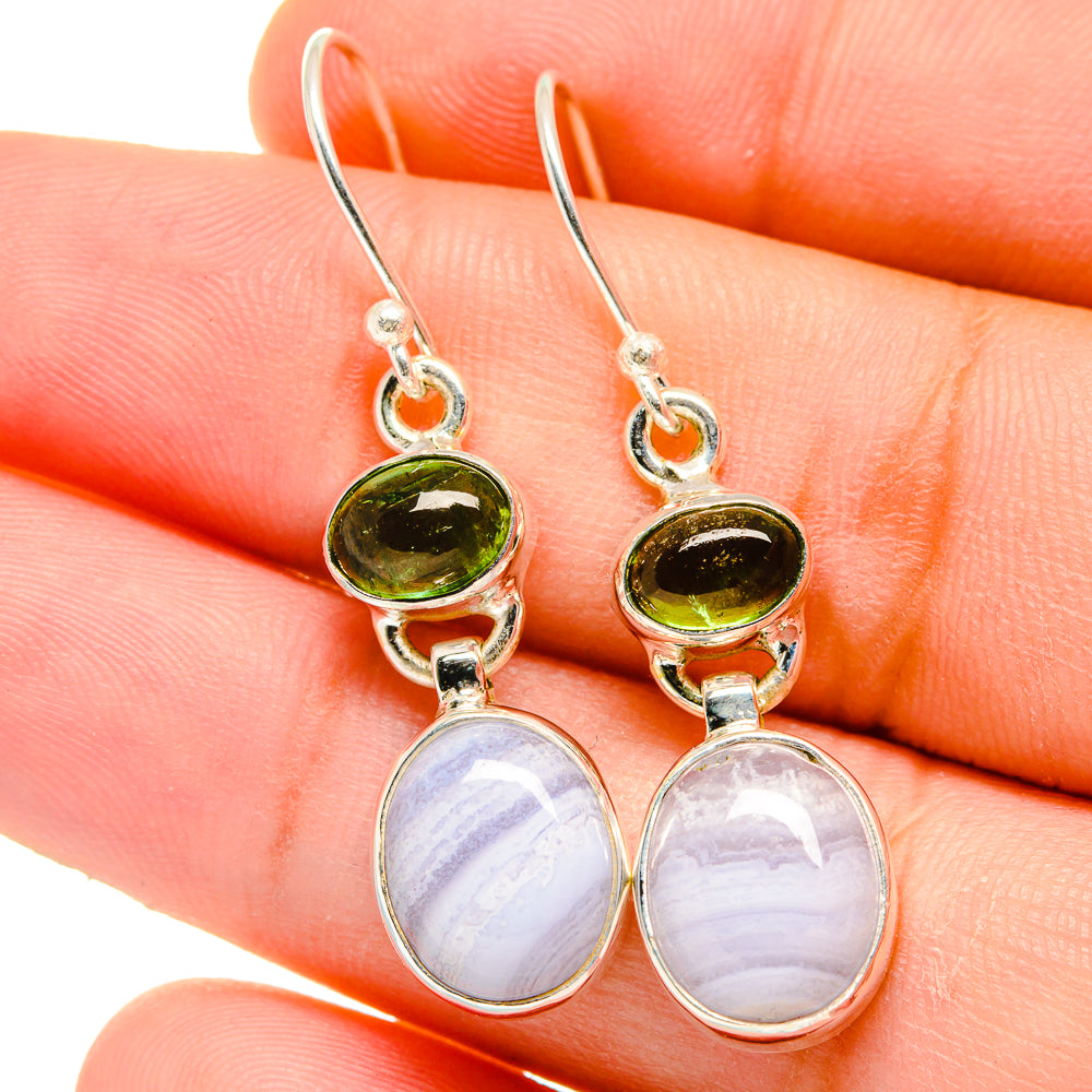 Blue Lace Agate Earrings handcrafted by Ana Silver Co - EARR421782