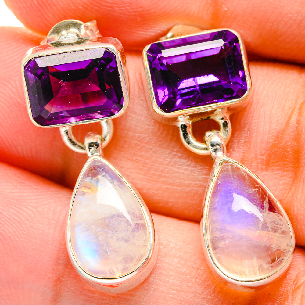 Rainbow Moonstone Earrings handcrafted by Ana Silver Co - EARR421795