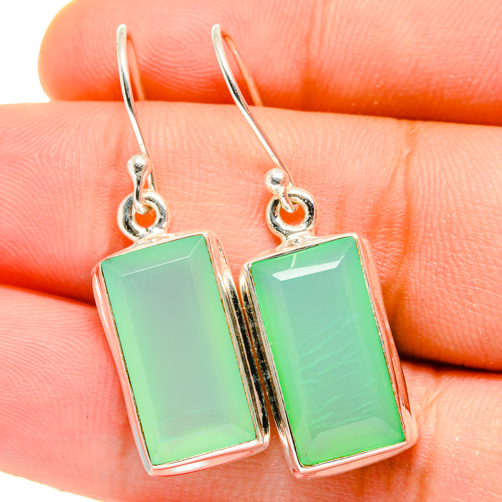 Aqua Chalcedony Earrings handcrafted by Ana Silver Co - EARR421815