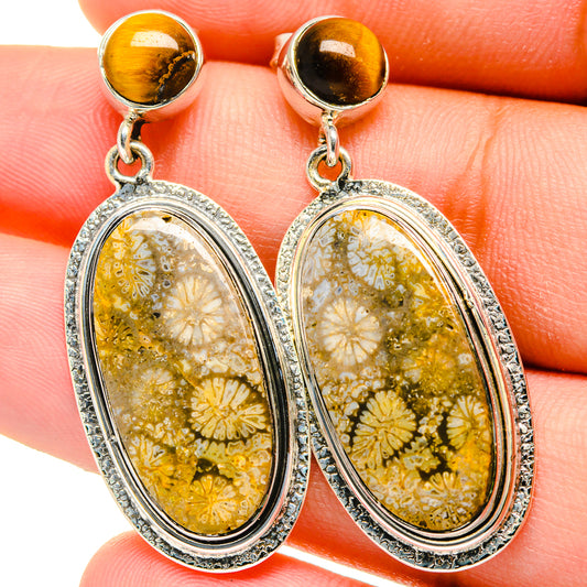 Fossil Coral Earrings handcrafted by Ana Silver Co - EARR421823