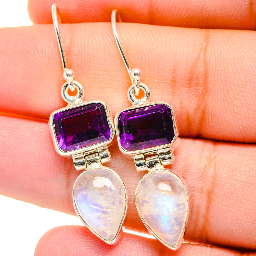 Rainbow Moonstone Earrings handcrafted by Ana Silver Co - EARR421826