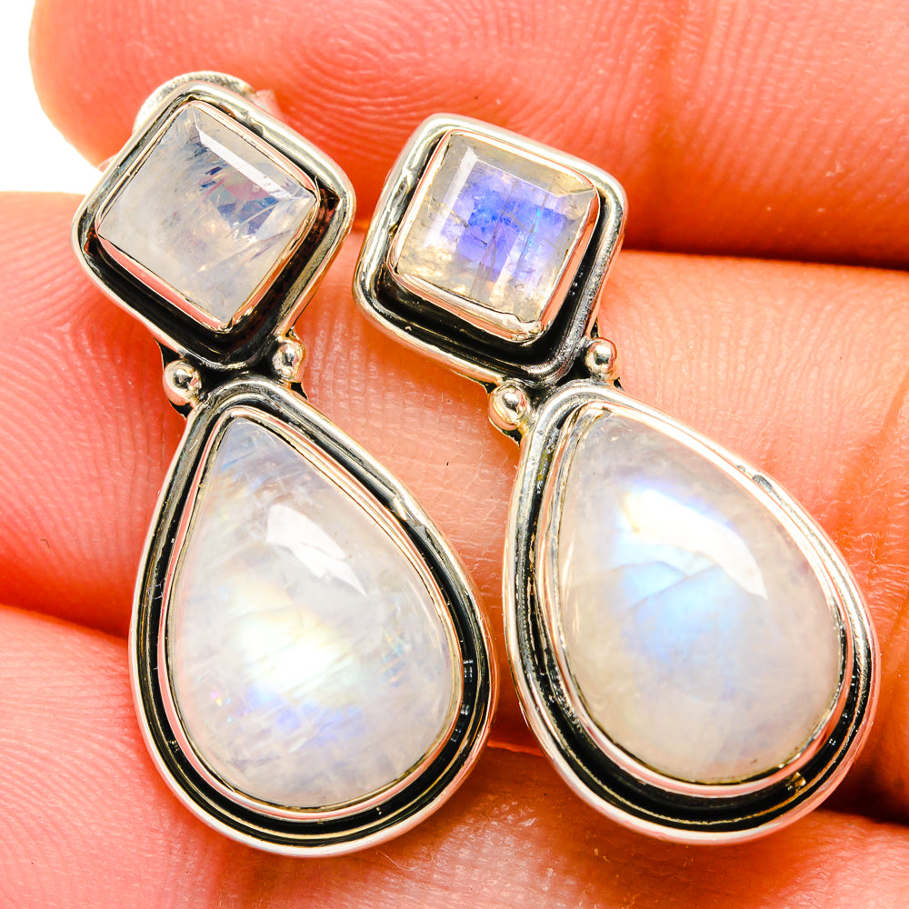 Rainbow Moonstone Earrings handcrafted by Ana Silver Co - EARR421836