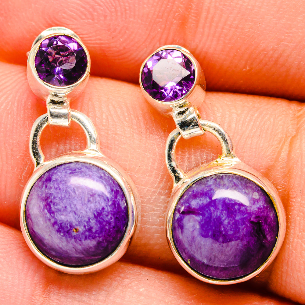 Charoite Earrings handcrafted by Ana Silver Co - EARR421837